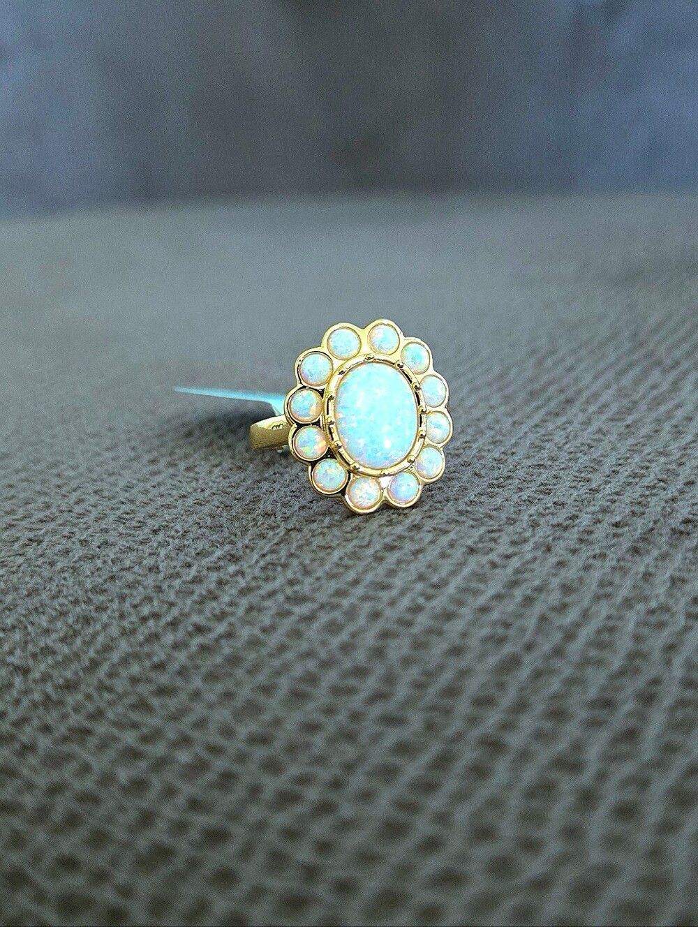 Prime Art & Jewel (PAJ) Oval Halo😇Lab🧪 Created Opal Ring💍 - NWT - Picture 2 of 16